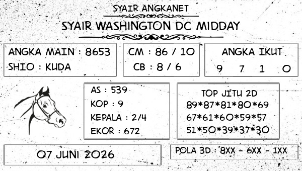 SYAIR ANGKANET - Syair Washington Dc Midday