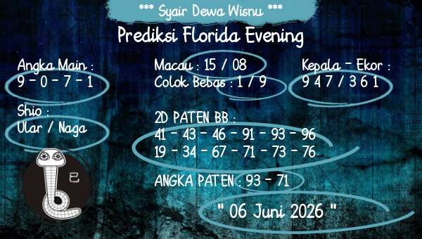 Syair Dewa Wisnu - Prediksi Florida Evening