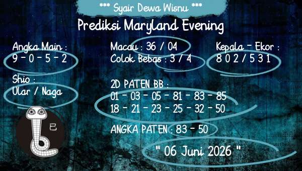 Syair Dewa Wisnu - Prediksi Maryland Evening