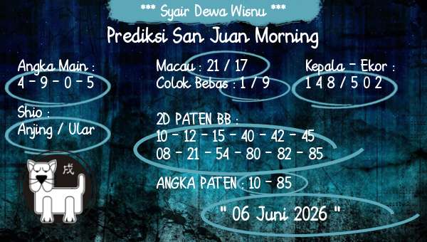Syair Dewa Wisnu - Prediksi San Juan Morning