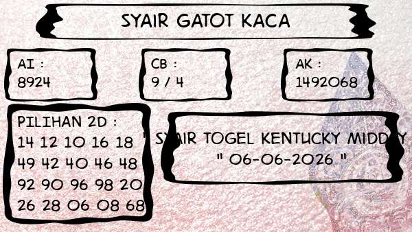 Syair Gatot Kaca - Syair Togel Kentucky Midday