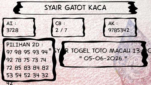 Syair Gatot Kaca - Syair Togel Toto Macau 13:00