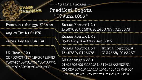 --- Syair Hanoman -- - Prediksi Bogota