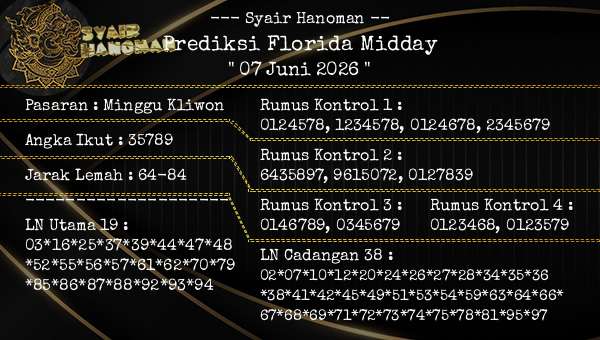 --- Syair Hanoman -- - Prediksi Florida Midday
