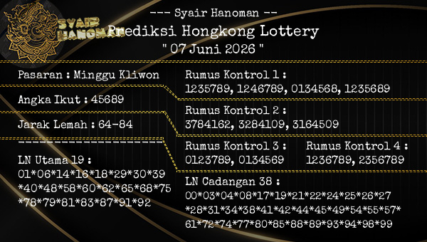 --- Syair Hanoman -- - Prediksi Hongkong Lottery