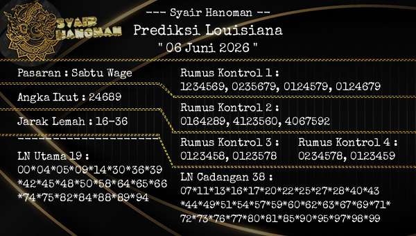 --- Syair Hanoman -- - Prediksi Louisiana