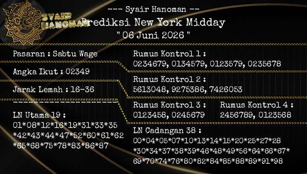 --- Syair Hanoman -- - Prediksi New York Midday