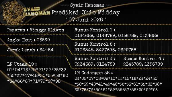 --- Syair Hanoman -- - Prediksi Ohio Midday
