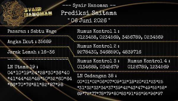 --- Syair Hanoman -- - Prediksi Saitama
