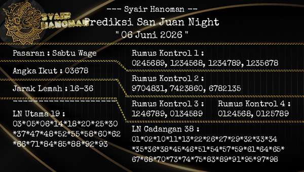 --- Syair Hanoman -- - Prediksi San Juan Night