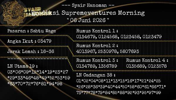 --- Syair Hanoman -- - Prediksi Supremeventures Morning