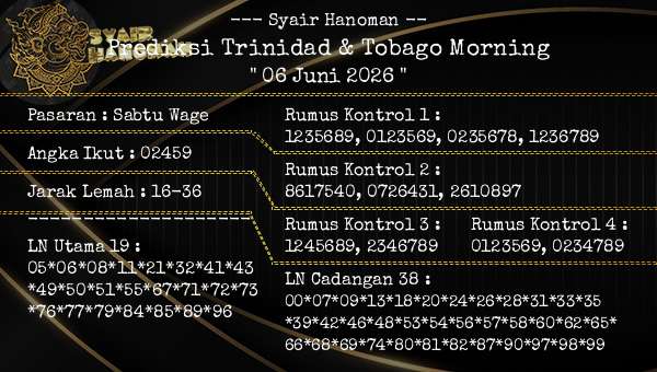 --- Syair Hanoman -- - Prediksi Trinidad & Tobago Morning