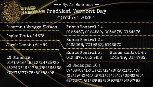 --- Syair Hanoman -- - Prediksi Vermont Day