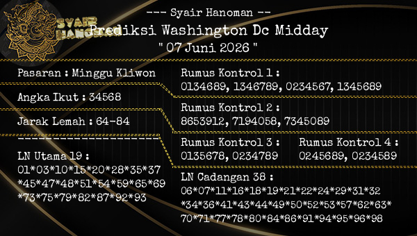 --- Syair Hanoman -- - Prediksi Washington Dc Midday