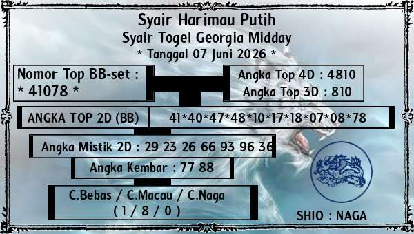 Syair Harimau Putih - Syair Togel Georgia Midday