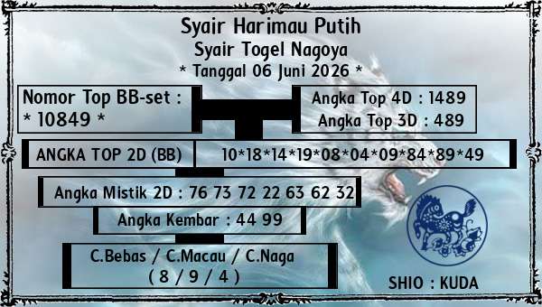 Syair Harimau Putih - Syair Togel Nagoya