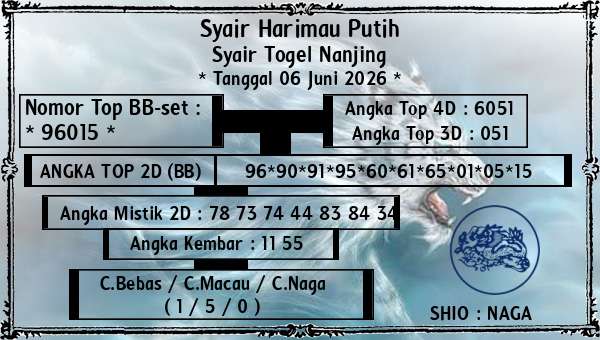 Syair Harimau Putih - Syair Togel Nanjing