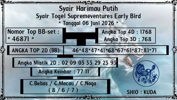 Syair Harimau Putih - Syair Togel Supremeventures Early Bird