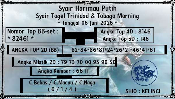 Syair Harimau Putih - Syair Togel Trinidad & Tobago Morning