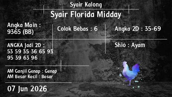 Syair Kalong - Syair Florida Midday