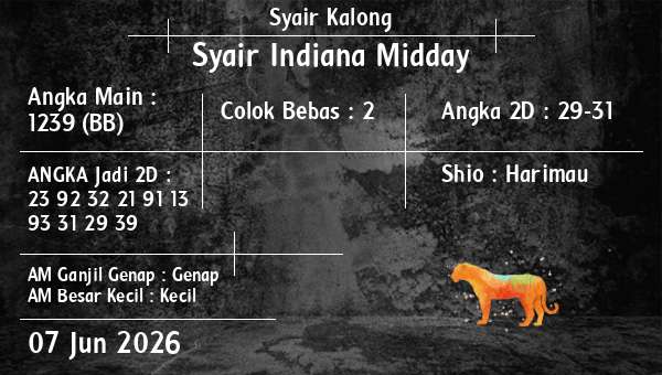 Syair Kalong - Syair Indiana Midday