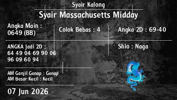 Syair Kalong - Syair Massachusetts Midday