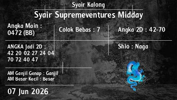 Syair Kalong - Syair Supremeventures Midday