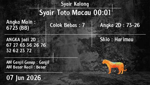Syair Kalong - Syair Toto Macau 00:01