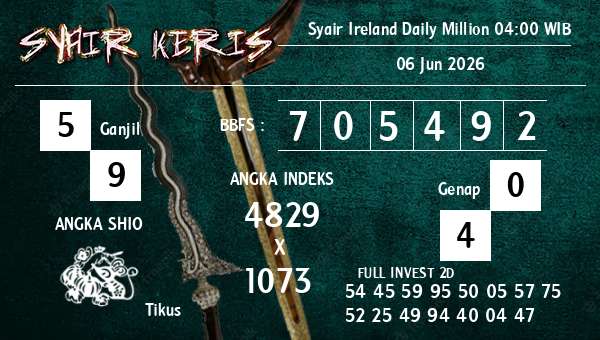  - Syair Ireland Daily Million 04:00 WIB