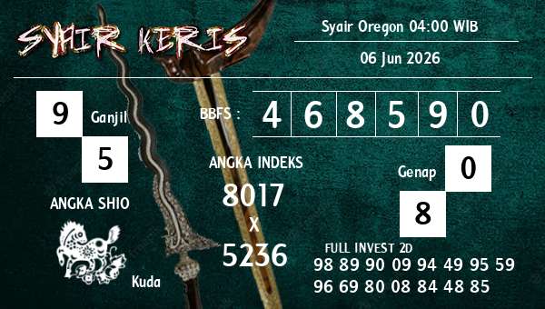  - Syair Oregon 04:00 WIB