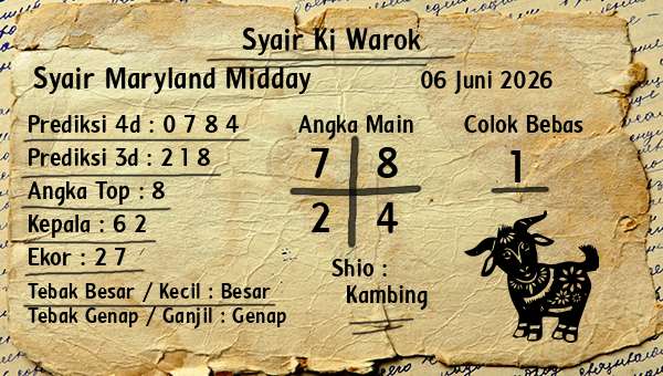 Syair Ki Warok - Syair Maryland Midday