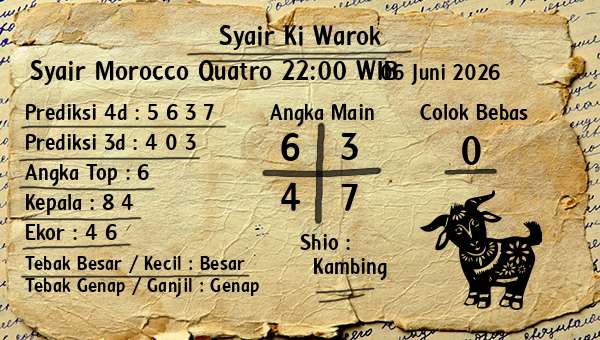 Syair Ki Warok - Syair Morocco Quatro 22:00 WIB