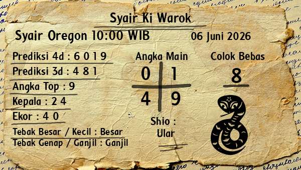 Syair Ki Warok - Syair Oregon 10:00 WIB