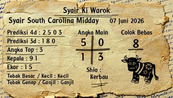 Syair Ki Warok - Syair South Carolina Midday