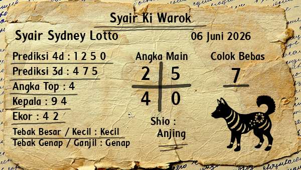 Syair Ki Warok - Syair Sydney Lotto