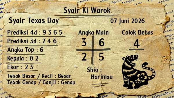 Syair Ki Warok - Syair Texas Day