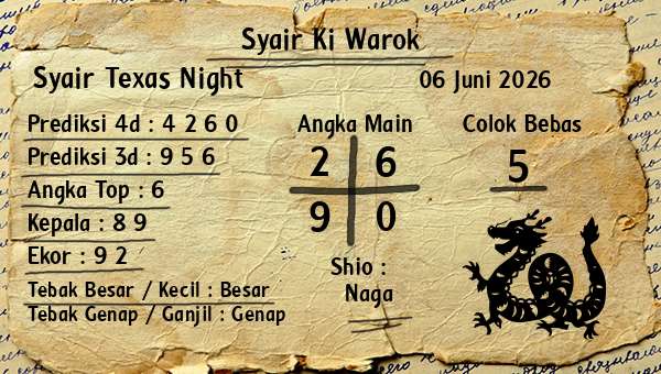 Syair Ki Warok - Syair Texas Night