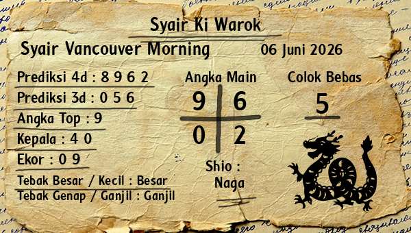 Syair Ki Warok - Syair Vancouver Morning