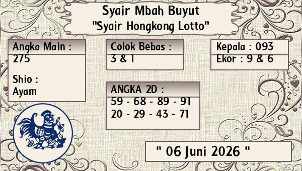 Syair Mbah Buyut - Syair Hongkong Lotto