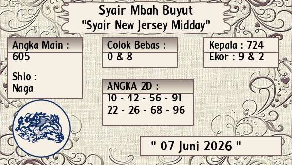 Syair Mbah Buyut - Syair New Jersey Midday