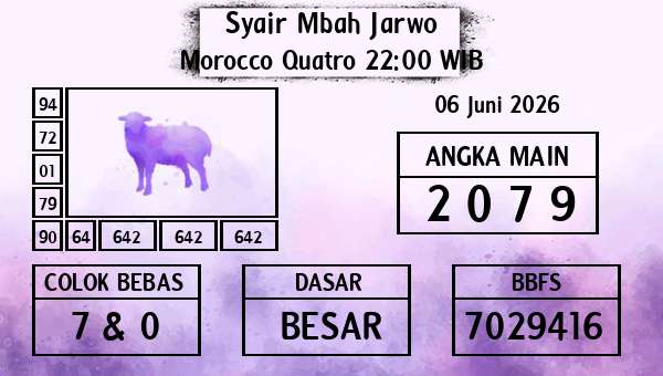 Syair Mbah Jarwo - Morocco Quatro 22:00 WIB