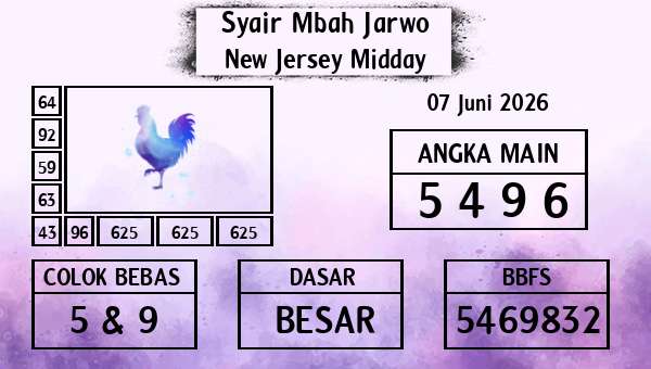 Syair Mbah Jarwo - New Jersey Midday