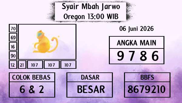 Syair Mbah Jarwo - Oregon 13:00 WIB