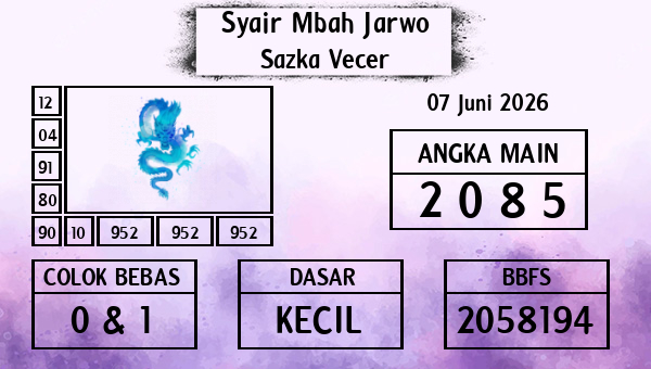Syair Mbah Jarwo - Sazka Vecer