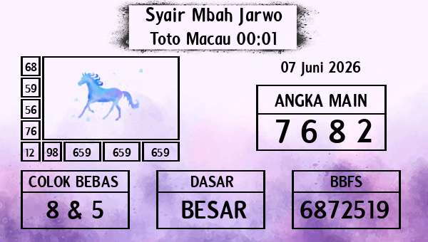 Syair Mbah Jarwo - Toto Macau 00:01