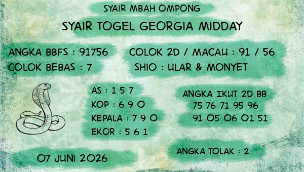 Syair Mbah Ompong - Syair Togel Georgia Midday