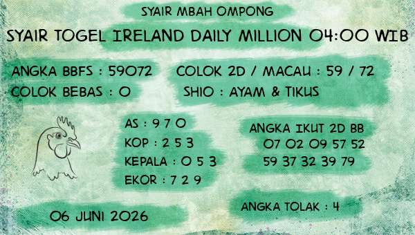 Syair Mbah Ompong - Syair Togel Ireland Daily Million 04:00 WIB