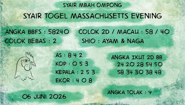 Syair Mbah Ompong - Syair Togel Massachusetts Evening