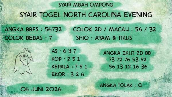 Syair Mbah Ompong - Syair Togel North Carolina Evening
