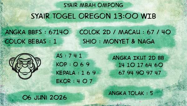 Syair Mbah Ompong - Syair Togel Oregon 13:00 WIB